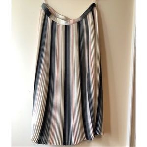 Pink, grey and ivory pleated mid length skirt
